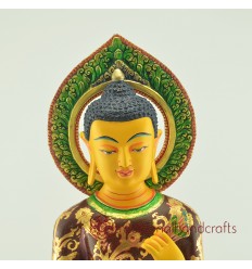 Fine Quality 19" Standing Buddha Copper Alloy Gold Gilded Hand Painted Statue