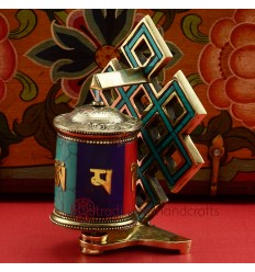 Finely HandCarved 5" Table Top Tibetan Buddhist Prayer Wheel - Handmade in Nepal.