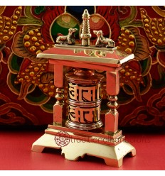 Finely HandCarved 5" Table Top Tibetan Buddhist Prayer Wheel - Handmade in Nepal.