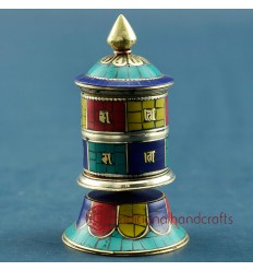 Fine Hand Carved 3.75" Table Top Prayer Wheel
