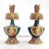 Fine Quality Tibetan Buddhism 8" Beautifully Hand Painted Copper Alloy Bhumpa Sacred Vase Set