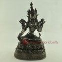 Fine Hand Carved 14" Green Tara/Dolma Oxidized Copper Statue .