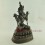 Fine Hand Carved 14" White Tara/Dolkar Oxidized Copper Statue