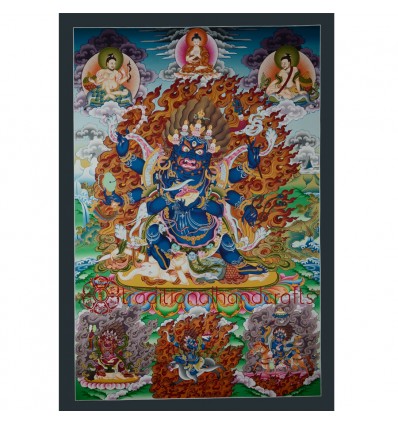 32.5"x22.5" Black Mahakala Thangka