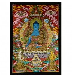 42.5"x30" Medicine Buddha Thangka Painting