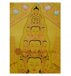 42.5”x31” Gold Avalokiteshvara Thankga Painting