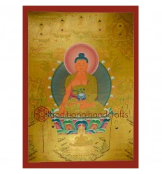 42.5"x31"  Gold Shakyamuni Buddha Thangka Painting