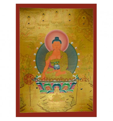 42.5"x31"  Gold Shakyamuni Buddha Thangka Painting