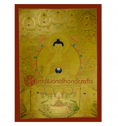 43.5”x32.5" Gold Medicine Buddha Thangka