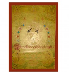 43"x32.5" Gold Guru Padmasambhava Thangka