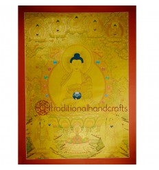 44.5”x32.75”  Gold Shakyamuni Buddha Thangka Painting