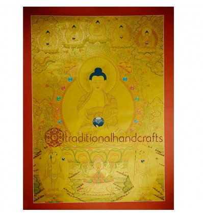 44.5”x32.75”  Gold Shakyamuni Buddha Thangka Painting