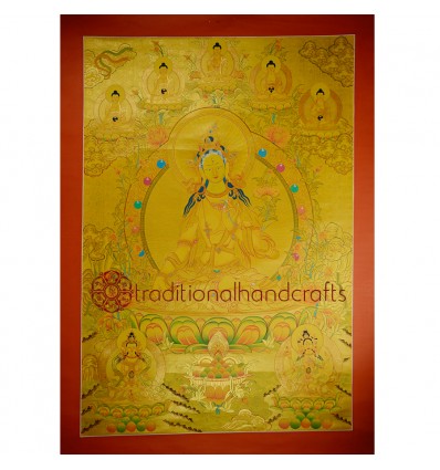 45.5” x33”   Gold White Tara Thangka Painting