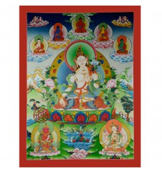 39.25"x30''  White Tara Thangka Painting