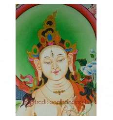 39.25"x30''  White Tara Thangka Painting