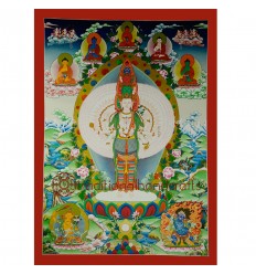 39"x28" Avalokiteshvara Thankga Painting