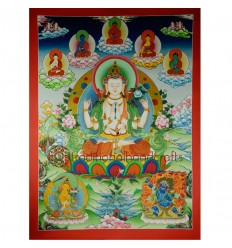 39"x29.25"Chenrezig Thangka Painting