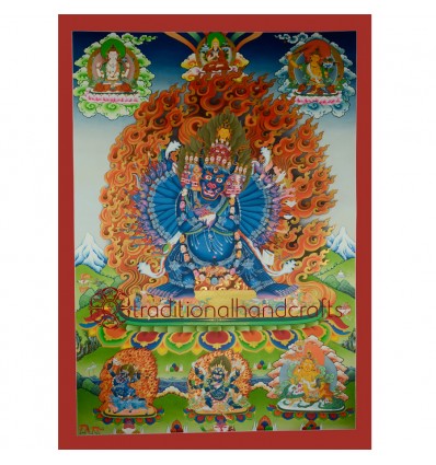 52.25"x37.75'’  Yamantaka with Consort Thankga Painting