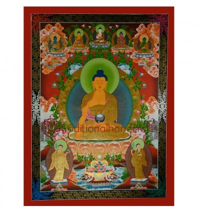 46.5"x35.25" Shakyamuni Buddha Thangka Painting