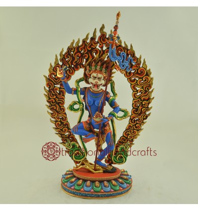 Fine Quality 15.5" Simha Jogini / Dakini Gold Gilded Copper Statue Patan Nepal