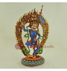 Fine Quality 15.5" Simha Jogini / Dakini Gold Gilded Copper Statue Patan Nepal