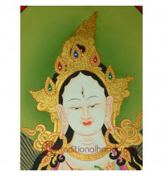 48.5"x36" White Tara Thangka Painting