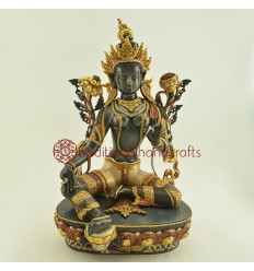 Finely Hand Carved 15" Green Tara Statue From patan, Nepal