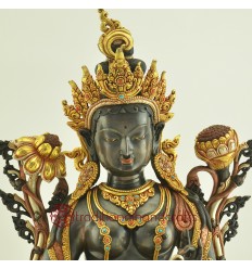 Finely Hand Carved 15" Green Tara Statue From patan, Nepal