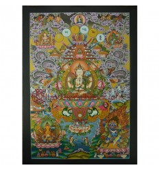 32.75" x 23"Chenrezig Thangka Painting