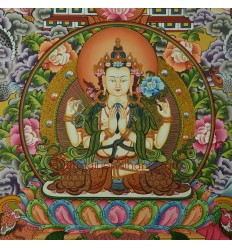 32.75" x 23"Chenrezig Thangka Painting