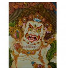 33.5"x23.5" White Mahakala Thangka Painting