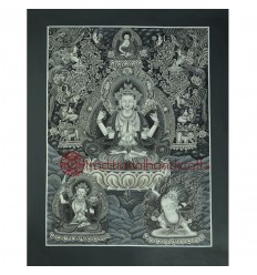 24.25" x 20.75"Chenrezig Thangka Painting