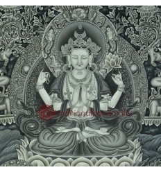 24.25" x 20.75"Chenrezig Thangka Painting