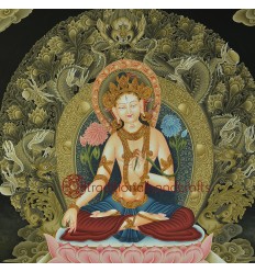 26"x19" White Tara Thangka Painting