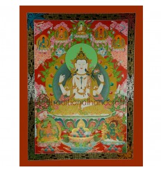 46"x34.5" Chenrezig Thangka Painting