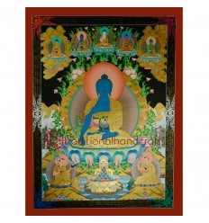 46"x35" Medicine Buddha Thangka Painting