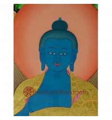 46"x35" Medicine Buddha Thangka Painting