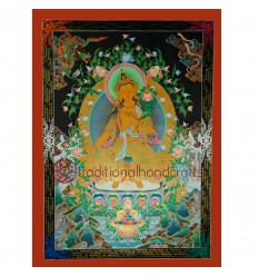 47.5"x34.75" Maitreya Buddha Thangka Painting