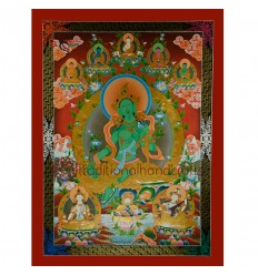 47.25" x 35.5 Green Tara Thangka Painting