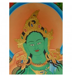 47.25" x 35.5 Green Tara Thangka Painting