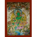 54"x39.5" Green Tara Thangka Painting