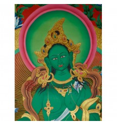 56"x41" Green Tara Thangka Painting
