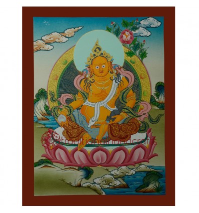 17.25”x13.25”  Yellow Jambhala Thankga Painting