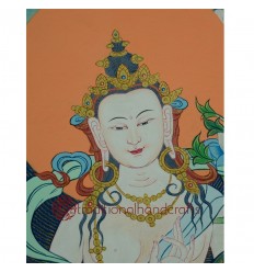 17"x13.25" White Manjushri  Thangka Painting