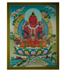 26.25"x20.5" Aparmita Thangka Painting