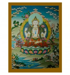 26.25"x20.25" Chenrezig Thangka Painting