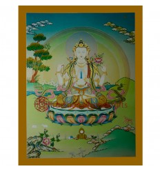 26.25"x20.25" Chenrezig Thangka Painting