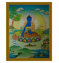 26.25"x20.25" Medicine Buddha Thangka Painting