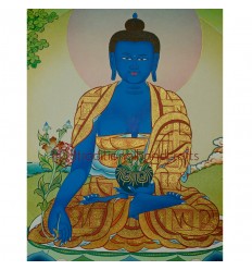 26.25"x20.25" Medicine Buddha Thangka Painting