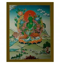 26.75"x20.75" Green Tara Thangka Painting